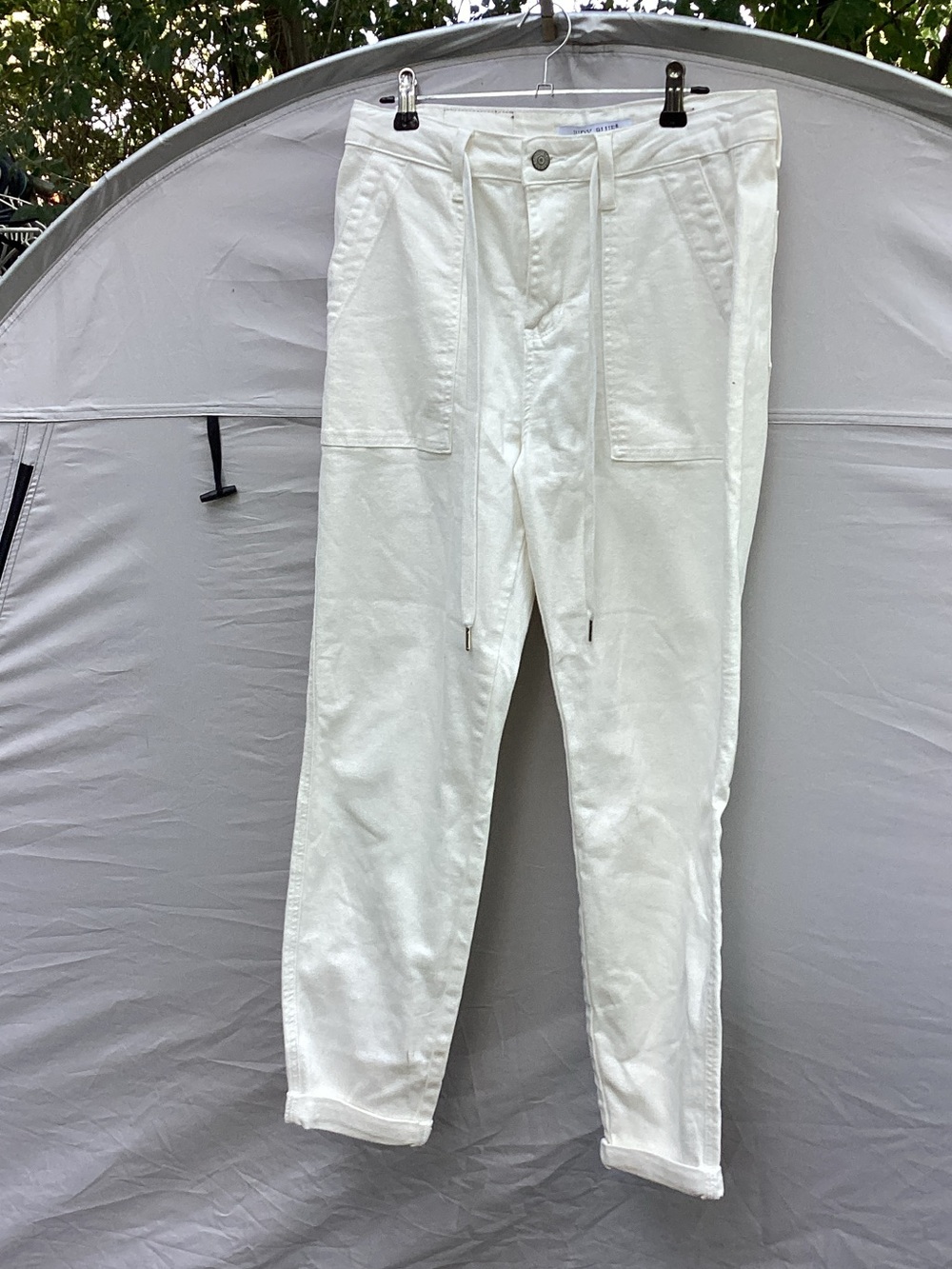 Judy Blue White Straight-Leg Drawstring Pants